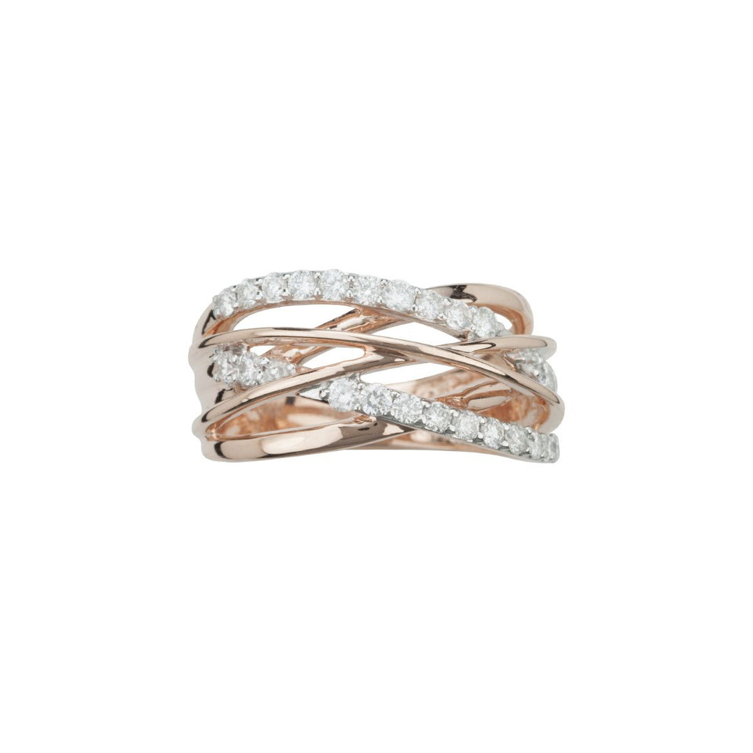 Chic 14k Rose Gold Lab Diamond Womens Fashion Band Ring