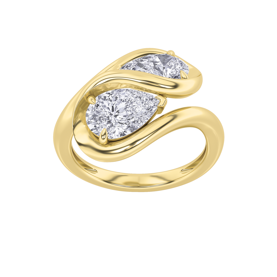 10K Yellow Gold 2ct Lab Diamond Pavé Statement Ring