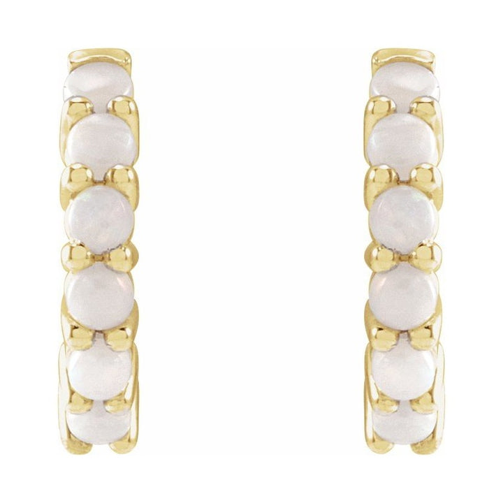 Cabochon Hinged Hoop Earrings