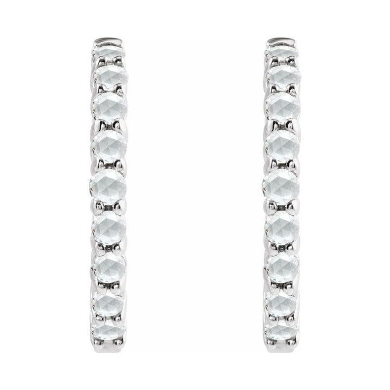 Cabochon Hinged Hoop Earrings
