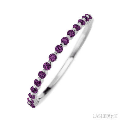 10K White Gold band with 15 Round Purple Diamond having TCW-.22