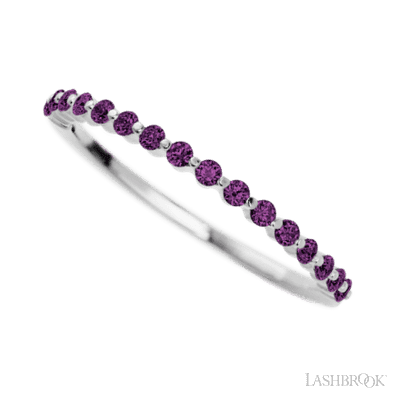 10K White Gold band with 15 Round Purple Diamond having TCW-.22