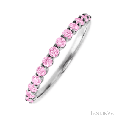 10K White Gold band with 13 Round Light Pink Sapphire having TCW-.39
