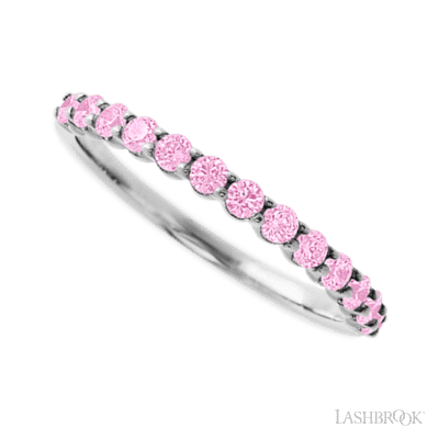 10K White Gold band with 13 Round Light Pink Sapphire having TCW-.39