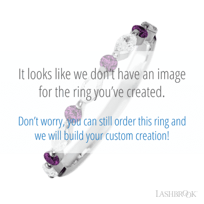 10K White Gold band with alternating 4 Round Purple Diamond and 5 Marquise Lab Grown Diamond having TCW-.47