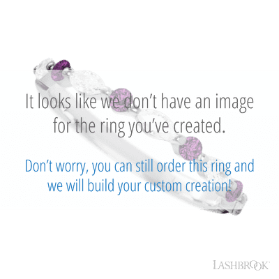 10K White Gold band with alternating 4 Round Purple Diamond and 5 Marquise Lab Grown Diamond having TCW-.47