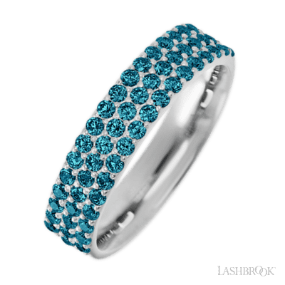 10K White Gold band with 55 Round Ocean Blue Diamond having TCW-.82