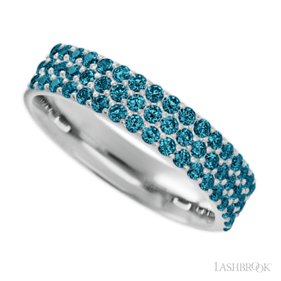 10K White Gold band with 55 Round Ocean Blue Diamond having TCW-.82