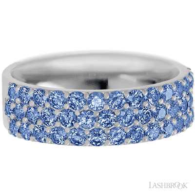 10K White Gold band with 43 Round Denim Sapphire having TCW-1.29
