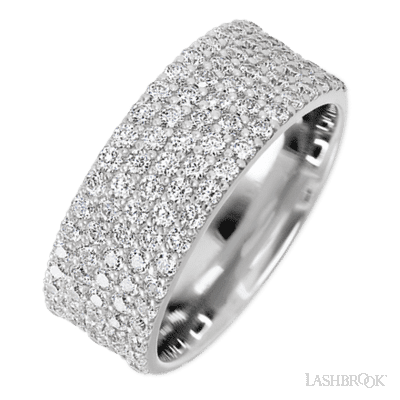 10K White Gold band with 93 Round Lab Grown Diamond having TCW-1.4