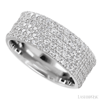 10K White Gold band with 93 Round Lab Grown Diamond having TCW-1.4
