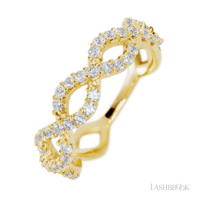 10K Yellow Gold band with 46 Round Lab Grown Diamond having TCW-.69