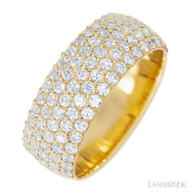 10K Yellow Gold band with 88 Round Lab Grown Diamond having TCW-1.32