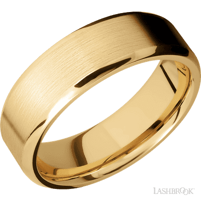7 mm wide Beveled 10K Yellow Gold band.