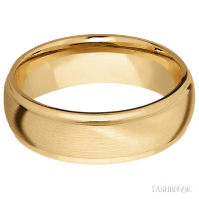 7 mm wide Domed Stepped Down Edges 10K Yellow Gold band.