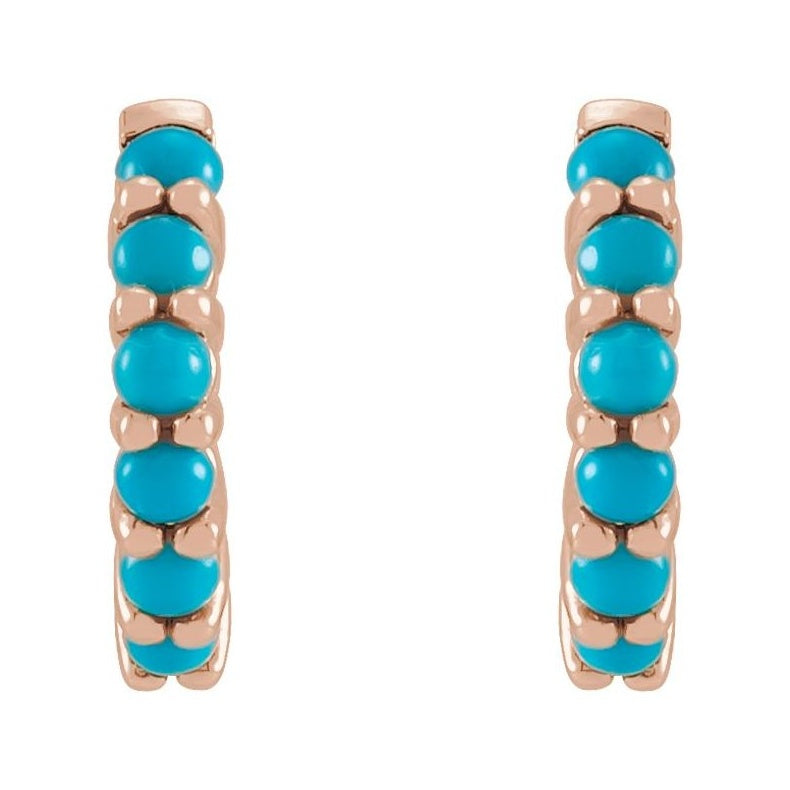 Cabochon Hinged Hoop Earrings