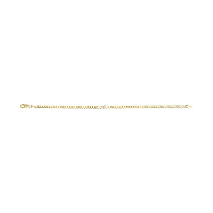 Bezel-Set Solitaire Curb Link Bracelet
