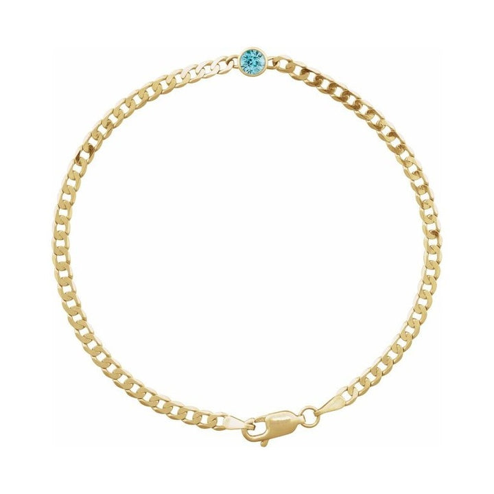 Bezel-Set Solitaire Curb Link Bracelet
