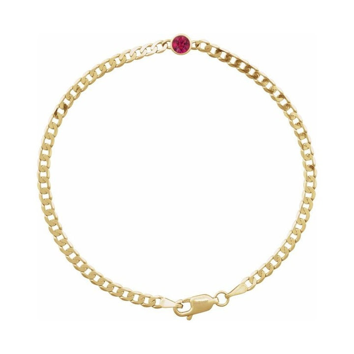 Bezel-Set Solitaire Curb Link Bracelet