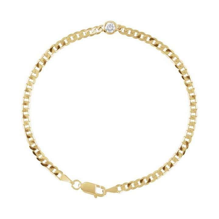 Bezel-Set Solitaire Curb Link Bracelet