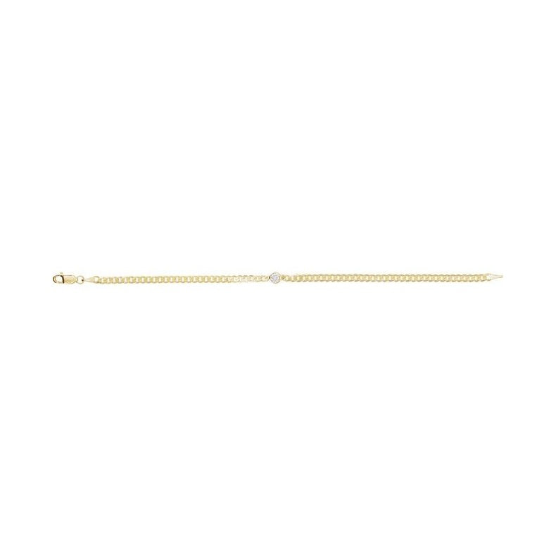 Bezel-Set Solitaire Curb Link Bracelet
