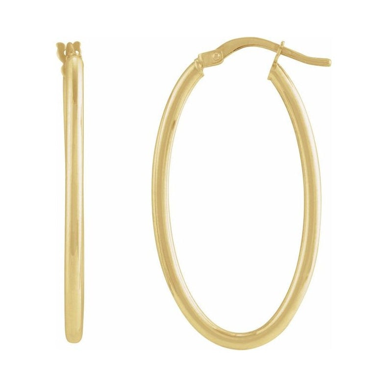 Elongated Oval Tube Hoop Earrings