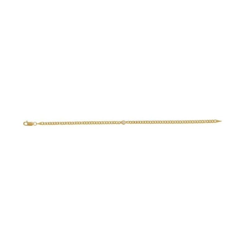 Bezel-Set Solitaire Curb Link Bracelet