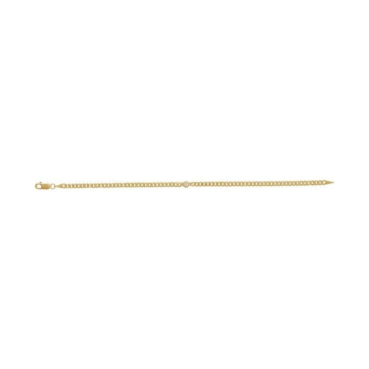 Bezel-Set Solitaire Curb Link Bracelet