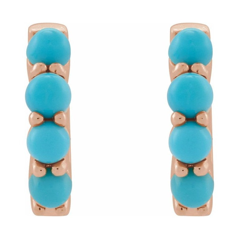 Cabochon Hinged Hoop Earrings