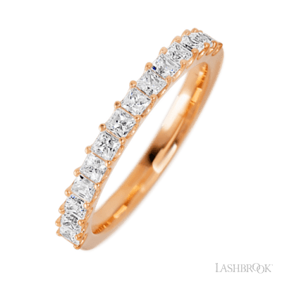 14K Rose Gold band with 15 Princess Lab Grown Diamond having TCW-.9