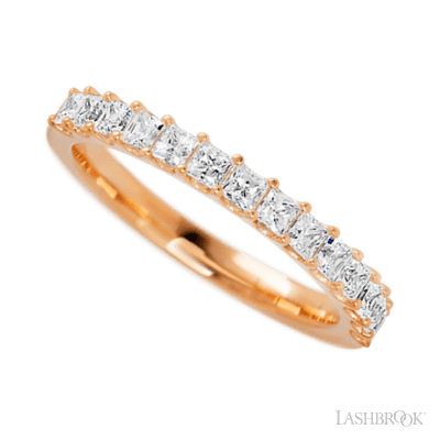 14K Rose Gold band with 15 Princess Lab Grown Diamond having TCW-.9
