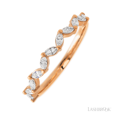 14K Rose Gold band with 11 Marquise Lab Grown Diamond having TCW-.33