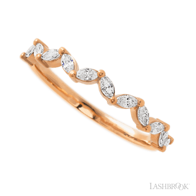 14K Rose Gold band with 11 Marquise Lab Grown Diamond having TCW-.33