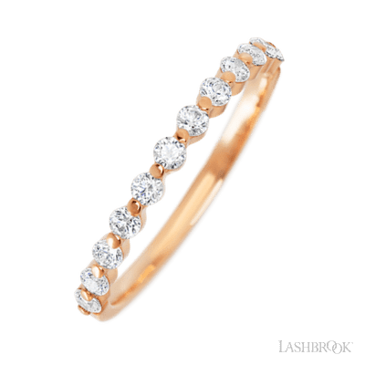 14K Rose Gold band with 12 Round Lab Grown Diamond having TCW-.36