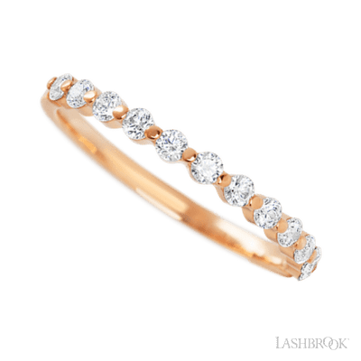 14K Rose Gold band with 12 Round Lab Grown Diamond having TCW-.36