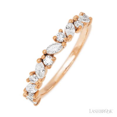 14K Rose Gold band with 7 Round and 6 Marquise Lab Grown Diamond having TCW-.81