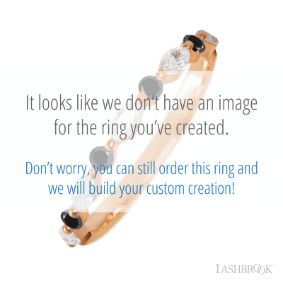 14K Rose Gold band with alternating 4 Round Black Diamond and 5 Marquise Lab Grown Diamond having TCW-.47