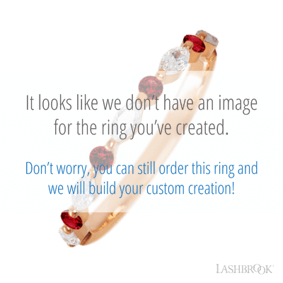 14K Rose Gold band with alternating 4 Round Dark Ruby and 5 Marquise Lab Grown Diamond having TCW-.47