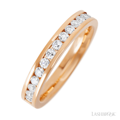 14K Rose Gold band with 15 Round Lab Grown Diamond having TCW-.45