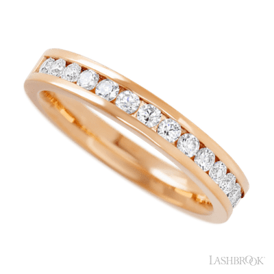 14K Rose Gold band with 15 Round Lab Grown Diamond having TCW-.45