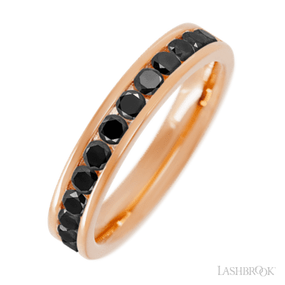 14K Rose Gold band with 13 Round Black Diamond having TCW-.65