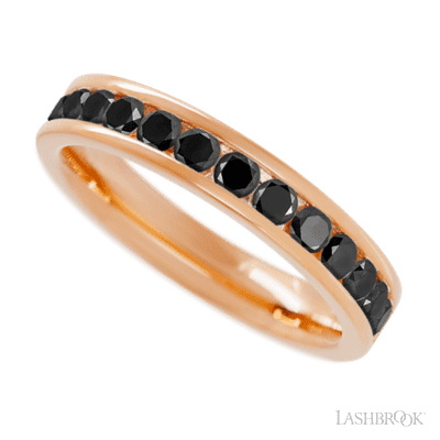 14K Rose Gold band with 13 Round Black Diamond having TCW-.65