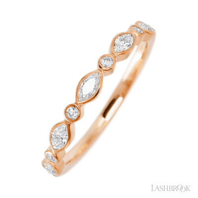 14K Rose Gold band with 4 Round and 5 Marquise Lab Grown Diamond having TCW-.56