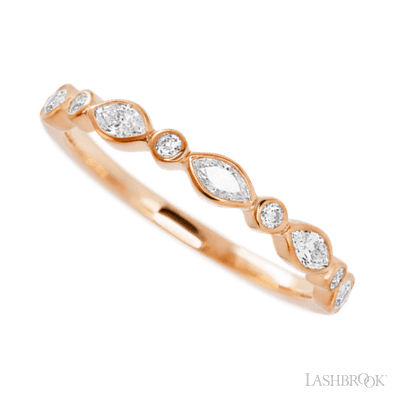 14K Rose Gold band with 4 Round and 5 Marquise Lab Grown Diamond having TCW-.56
