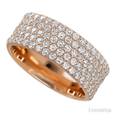 14K Rose Gold band with 93 Round Lab Grown Diamond having TCW-1.4