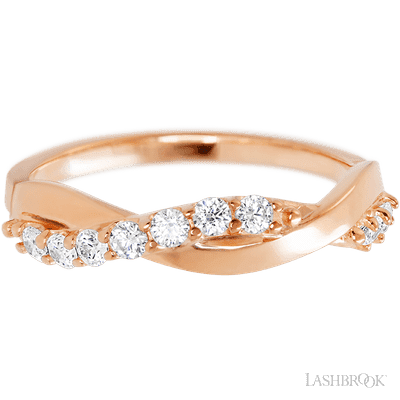 14K Rose Gold band with 9 Round Lab Grown Diamond having TCW-.27