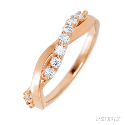 14K Rose Gold band with 9 Round Lab Grown Diamond having TCW-.27