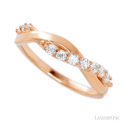 14K Rose Gold band with 9 Round Lab Grown Diamond having TCW-.27