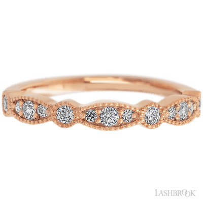 14K Rose Gold band with alternating 7 Round Lab Grown Diamond and 6 Round Lab Grown Diamond having TCW-.27
