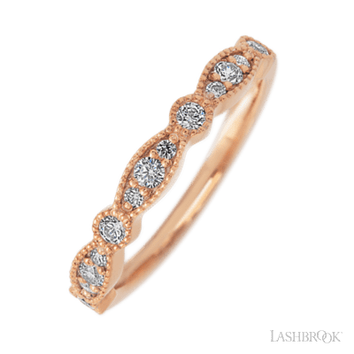 14K Rose Gold band with alternating 7 Round Lab Grown Diamond and 6 Round Lab Grown Diamond having TCW-.27